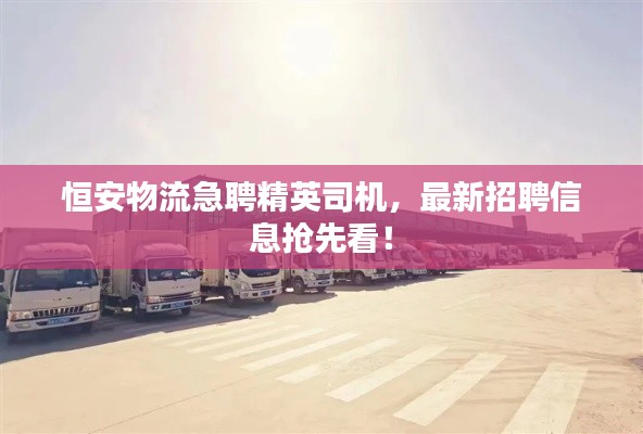 恒安物流急聘精英司机，最新招聘信息抢先看！