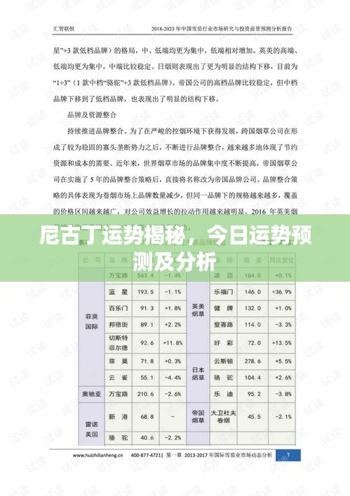 尼古丁运势揭秘，今日运势预测及分析