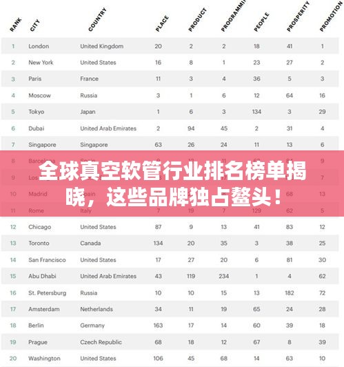 全球真空软管行业排名榜单揭晓，这些品牌独占鳌头！