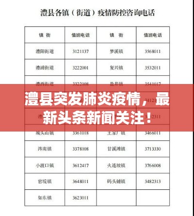 澧县突发肺炎疫情，最新头条新闻关注！