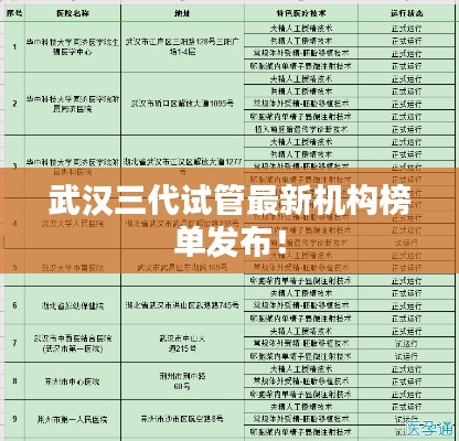 武汉三代试管最新机构榜单发布！