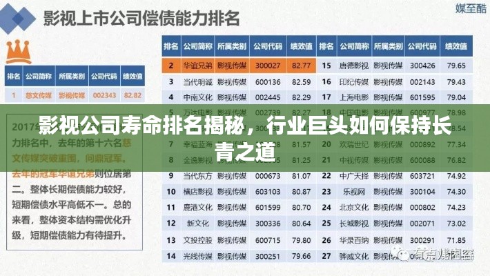 影视公司寿命排名揭秘，行业巨头如何保持长青之道