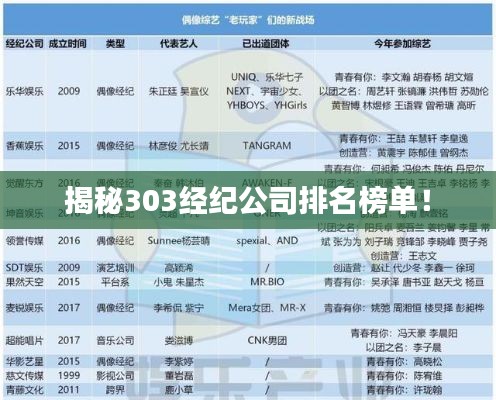 揭秘303经纪公司排名榜单！