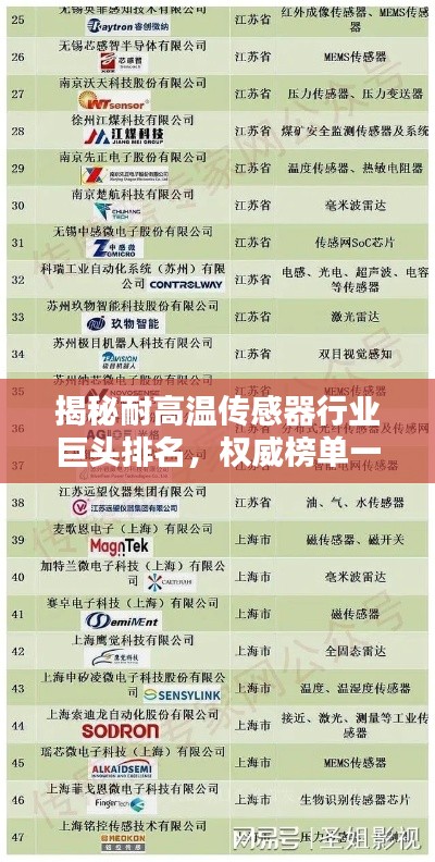 揭秘耐高温传感器行业巨头排名，权威榜单一网打尽！