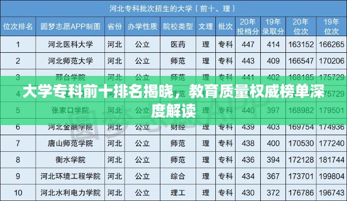大学专科前十排名揭晓，教育质量权威榜单深度解读