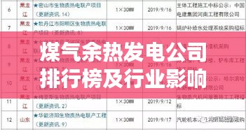 煤气余热发电公司排行榜及行业影响力解析