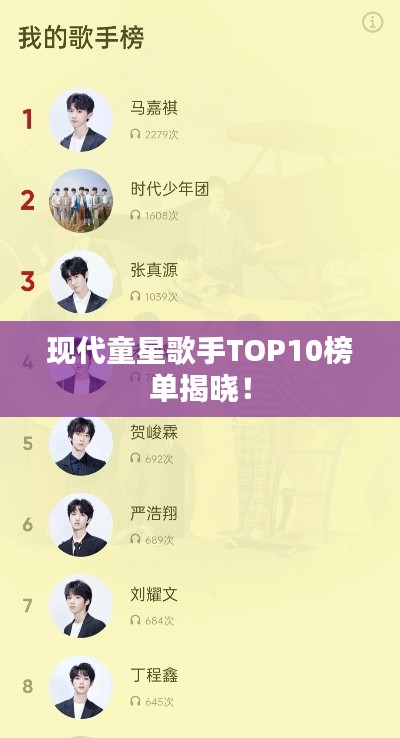 现代童星歌手TOP10榜单揭晓！